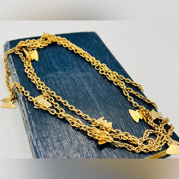 Vintage SARAH COVENTRY 2-piece gold tone butterfly chain necklace 18” & 32” - Picture 6 of 7